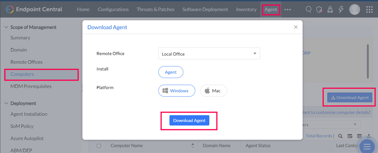 download agent for agent installation via gpo light weight tool