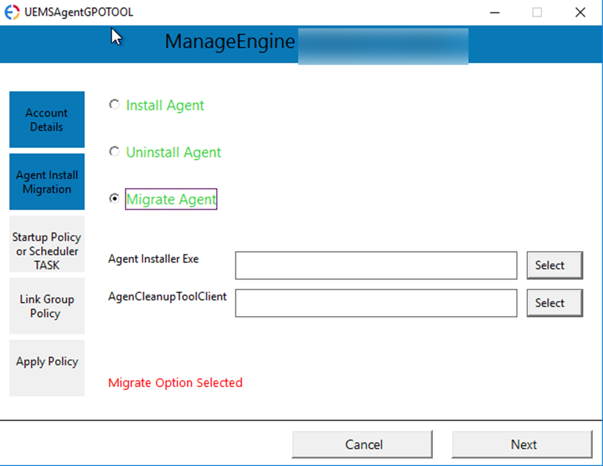 migrate agent via gpo light weight tool